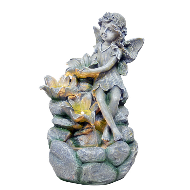 Fairy Statue Cascading Water Flow Fountain Multi-level Flower Water Feature- Fountain Manufacturer in China,Polyresin Fairy Statue Fountain - Water Feature Manufacturer in China,Quanzhou Rich Green Technology Co.,Ltd.