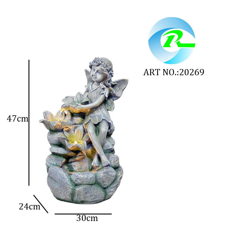 Fairy Statue Cascading Water Flow Fountain Multi-level Flower Water Feature- Fountain Manufacturer in China,Polyresin Fairy Statue Fountain - Water Feature Manufacturer in China,Quanzhou Rich Green Technology Co.,Ltd.
