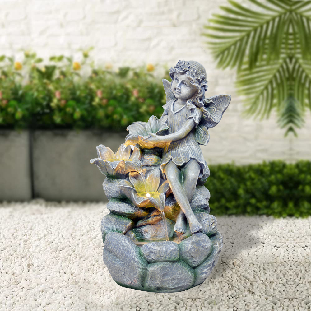 Fairy Statue Cascading Water Flow Fountain Multi-level Flower Water Feature- Fountain Manufacturer in China,Polyresin Fairy Statue Fountain - Water Feature Manufacturer in China,Quanzhou Rich Green Technology Co.,Ltd.