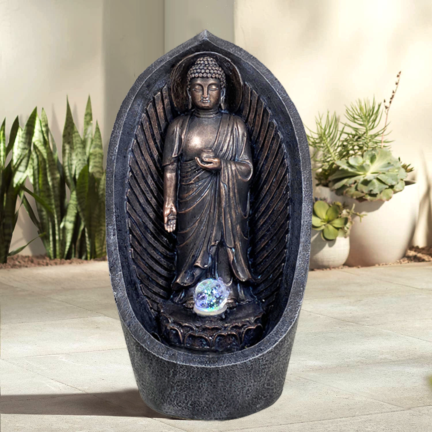 Standing Buddha Fountain Spinning Ball Water Flow Buddha Water Feature,Standing Buddha Fountain Spinning Ball Water Flow Buddha Water Feature,Quanzhou Rich Green Technology Co.,Ltd.