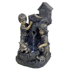 Children and Animals Garden Fountain – Rustic Tree Trunk Outdoor Water Feature with LED Lights-Fountain Manufacturer in China,Children and Animals Fountain –Tree Trunk Water Feature Manufacturer,Quanzhou Rich Green Technology Co.,Ltd.