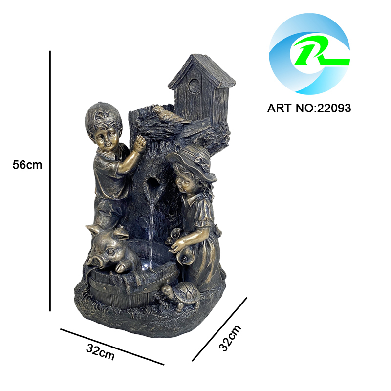 Children and Animals Garden Fountain – Rustic Tree Trunk Outdoor Water Feature with LED Lights-Fountain Manufacturer in China,Children and Animals Fountain –Tree Trunk Water Feature Manufacturer,Quanzhou Rich Green Technology Co.,Ltd.