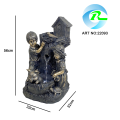 Children and Animals Garden Fountain – Rustic Tree Trunk Outdoor Water Feature with LED Lights-Fountain Manufacturer in China,Children and Animals Fountain –Tree Trunk Water Feature Manufacturer,Quanzhou Rich Green Technology Co.,Ltd.