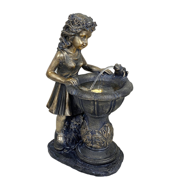 Kid with Frog Garden Fountain – Vintage Resin Outdoor Water Feature with LED Lights-Fountain manufacturer in China,Kid with Frog Fountain Polyresin Water Feature manufacturer China,Quanzhou Rich Green Technology Co.,Ltd.