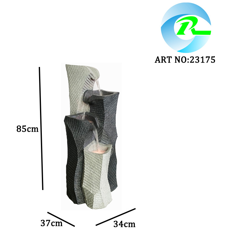 Textured Granite Stone Outdoor Water Fountain | Modern Tiered Design-Cascading Water Fall Water Feature