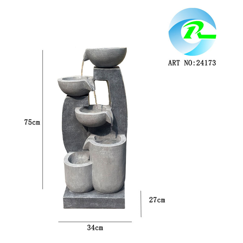 Solar Powered Modern Cascading Bowls Water Fall Fountain Contemporary Water Feature Fountain Manufacturer and Supplier,Solar Modern Fountain Polyresin Water Feature Manufacturer,Quanzhou Rich Green Technology Co.,Ltd.