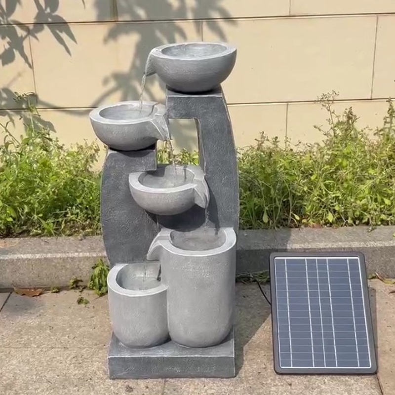 Solar Powered Modern Cascading Bowls Water Fall Fountain Contemporary Water Feature Fountain Manufacturer and Supplier,Solar Modern Fountain Polyresin Water Feature Manufacturer,Quanzhou Rich Green Technology Co.,Ltd.