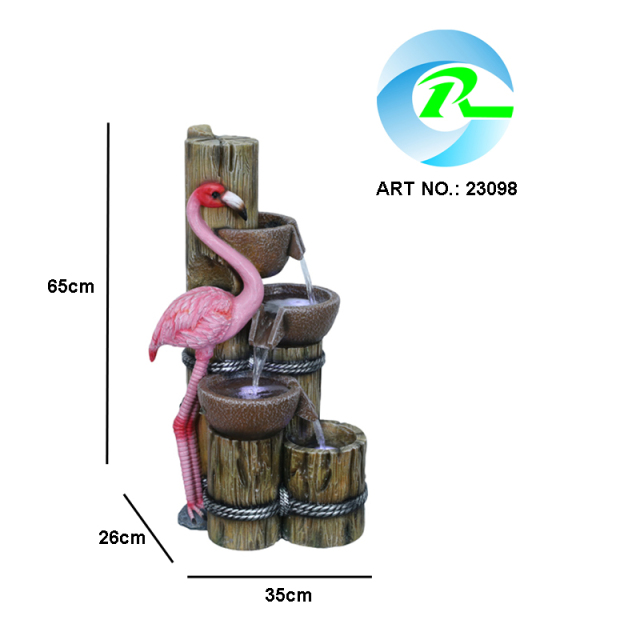 Flamingo Wood Log Stacked Bowls Fountain Flamingo Cascading Bowls Tiered Water Flow Water Feature,Flamingo Wood Log Stacked Bowls Fountain Flamingo Cascading Bowls Tiered Water Flow Water Feature,Quanzhou Rich Green Technology Co.,Ltd.