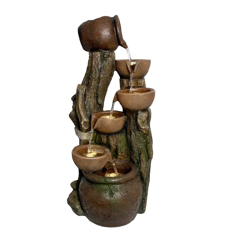 Stacked Pots and Jugs Wood log Fountain Cascading Jugs and bowls Water Feature,Stacked Pots and Jugs Wood log Fountain Cascading Jugs and bowls Water Feature,Quanzhou Rich Green Technology Co.,Ltd.