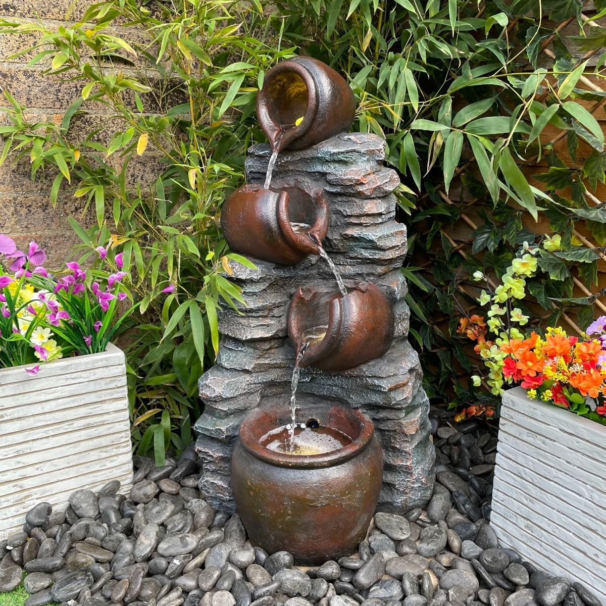 Stacked Pots and Jugs Cascading Flow Fountain 4-Tiered Pots and Stone Water Feature,Stacked Pots and Jugs Cascading Flow Fountain 4-Tiered Pots and Stone Water Feature,Quanzhou Rich Green Technology Co.,Ltd.