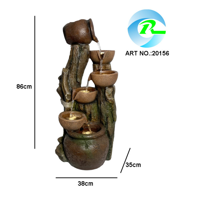 Stacked Pots and Jugs Wood log Fountain Cascading Jugs and bowls Water Feature,Stacked Pots and Jugs Wood log Fountain Cascading Jugs and bowls Water Feature,Quanzhou Rich Green Technology Co.,Ltd.