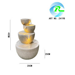 Modern Textured Granite Stacked Bowls Water Fountain Contemporary 4-tiered Water Feature for Indoor and Outdoor Use