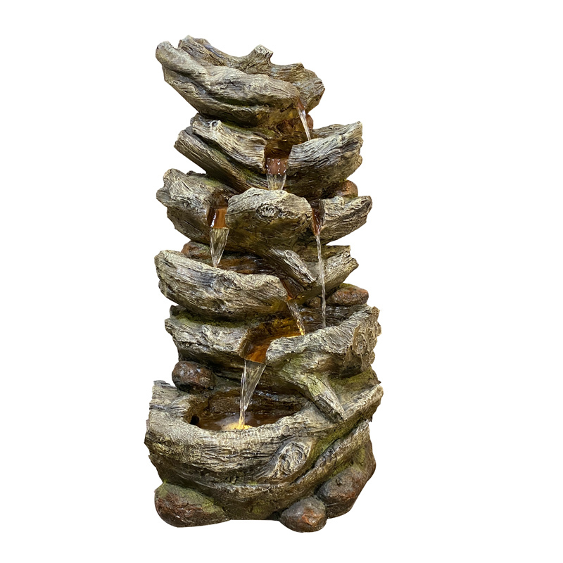 6-Tier Wood Log Cascading Water Feature Woodland Multi-tier Water Fountain with LED for Outdoor use,6-Tier Wood Log Cascading Water Feature Woodland Multi-tier Water Fountain with LED for Outdoor use,Quanzhou Rich Green Technology Co.,Ltd.