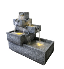 Modern Geometric Granite Stone Cascading Water Fall Fountain Contemporary Stone Granite Blade Water Fall Water Feature