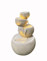 Modern Textured Granite Stacked Pots and Bowls Fountain Contemporary Tiered Bowls Water Feature for Indoor and Outdoor use