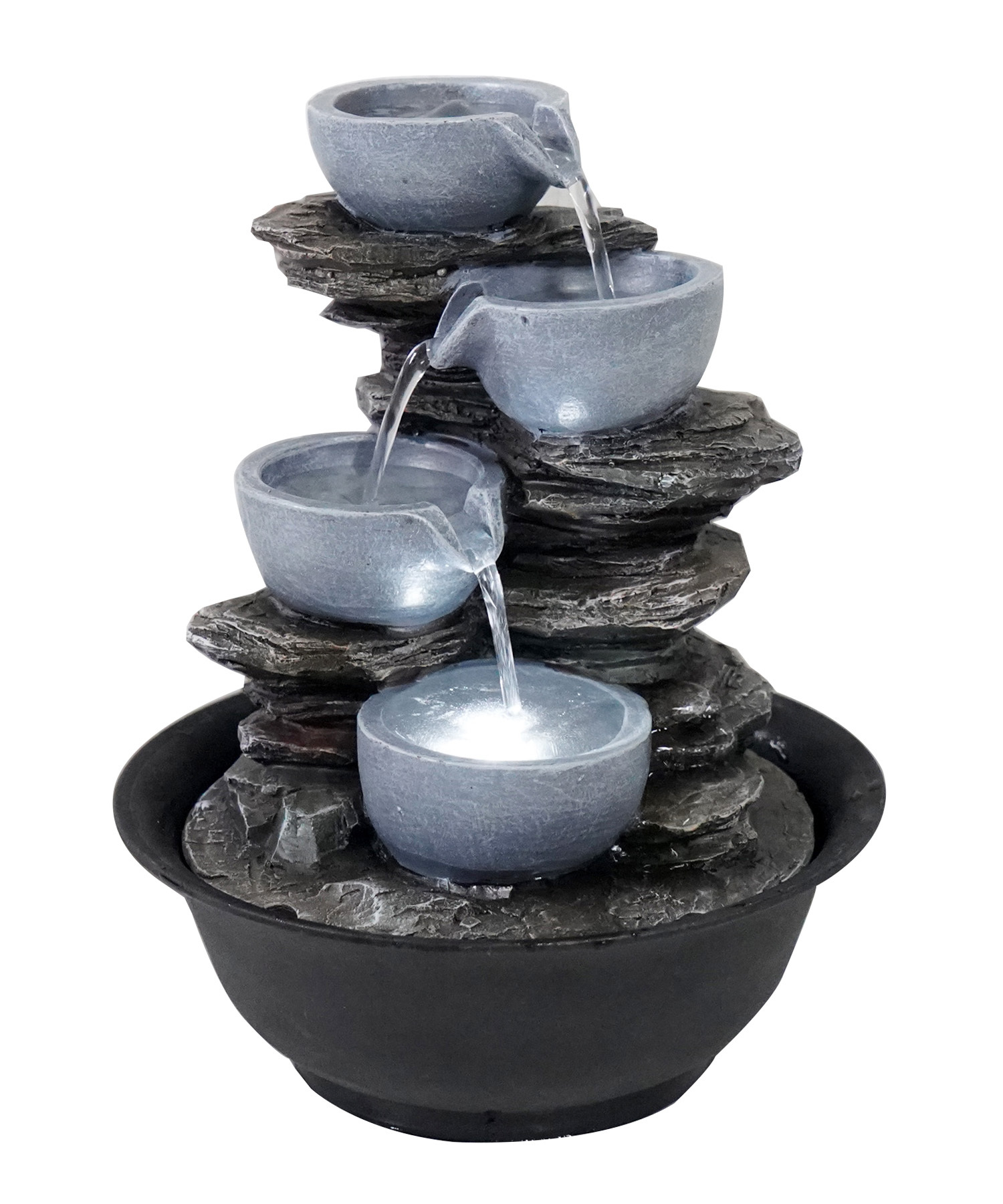 Indoor Tabletop Stacked Pots Bowls Fountain Cascading Rock Water Feature | Polyresin Fountain Manufacturer and Supplier,Indoor Tabletop Pot Bowl Fountain Water Feature Manufacturer Supplier,Quanzhou Rich Green Technology Co.,Ltd.