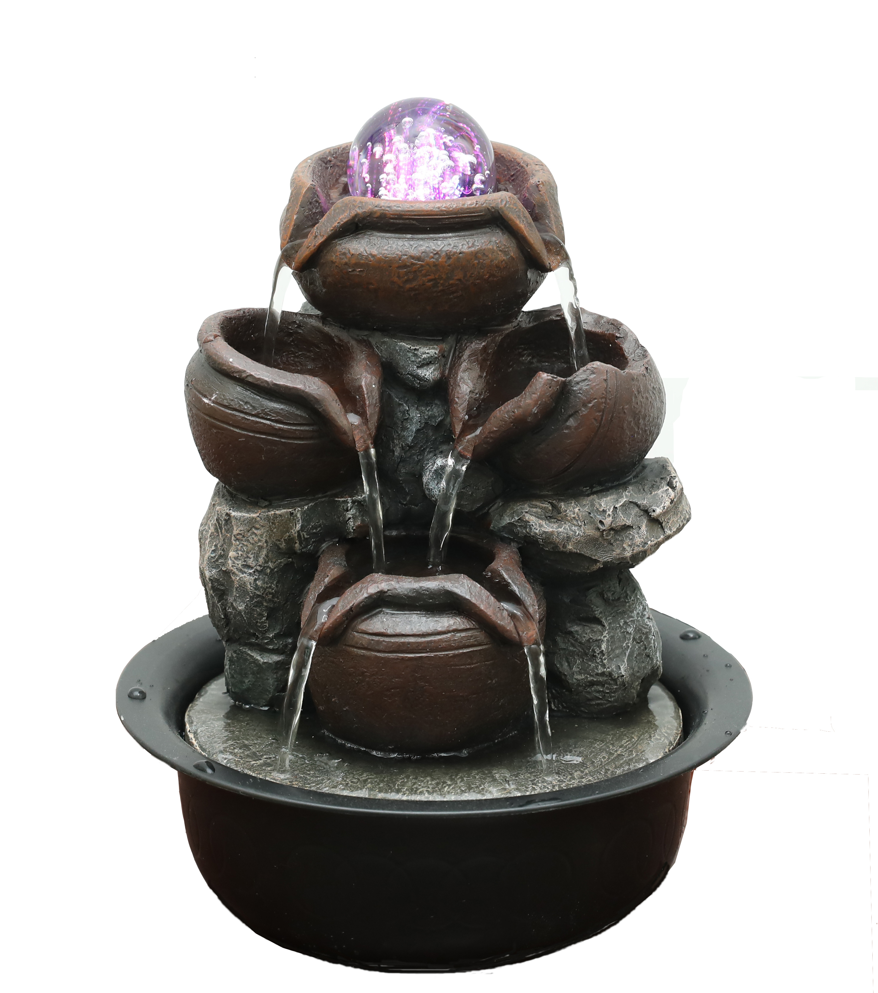 Spinning Ball Stacked Pots Water Fountain Cascading Water Feature,Spinning Ball Stacked Pots Water Fountain Cascading Water Feature  | Polyresin Metal Water Feature Fountain Manufacturer,Quanzhou Rich Green Technology Co.,Ltd.
