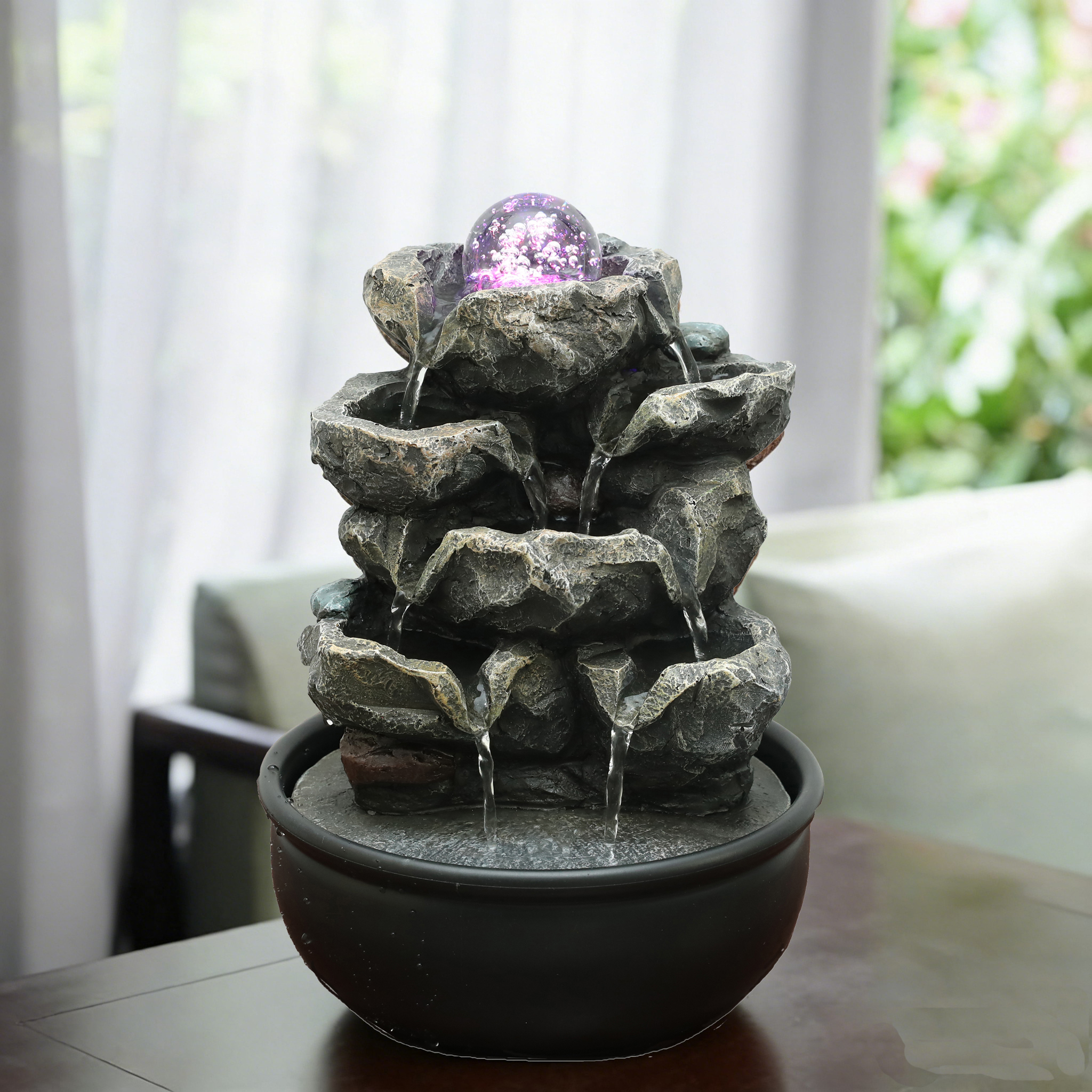 Indoor tabletop Spinning Ball Rock Fountain Tiered Water Flow Cascading Water Feature,Indoor tabletiop Spinning Ball Rock Fountain Tiered Water Flow Cascading Water Feature,Quanzhou Rich Green Technology Co.,Ltd.