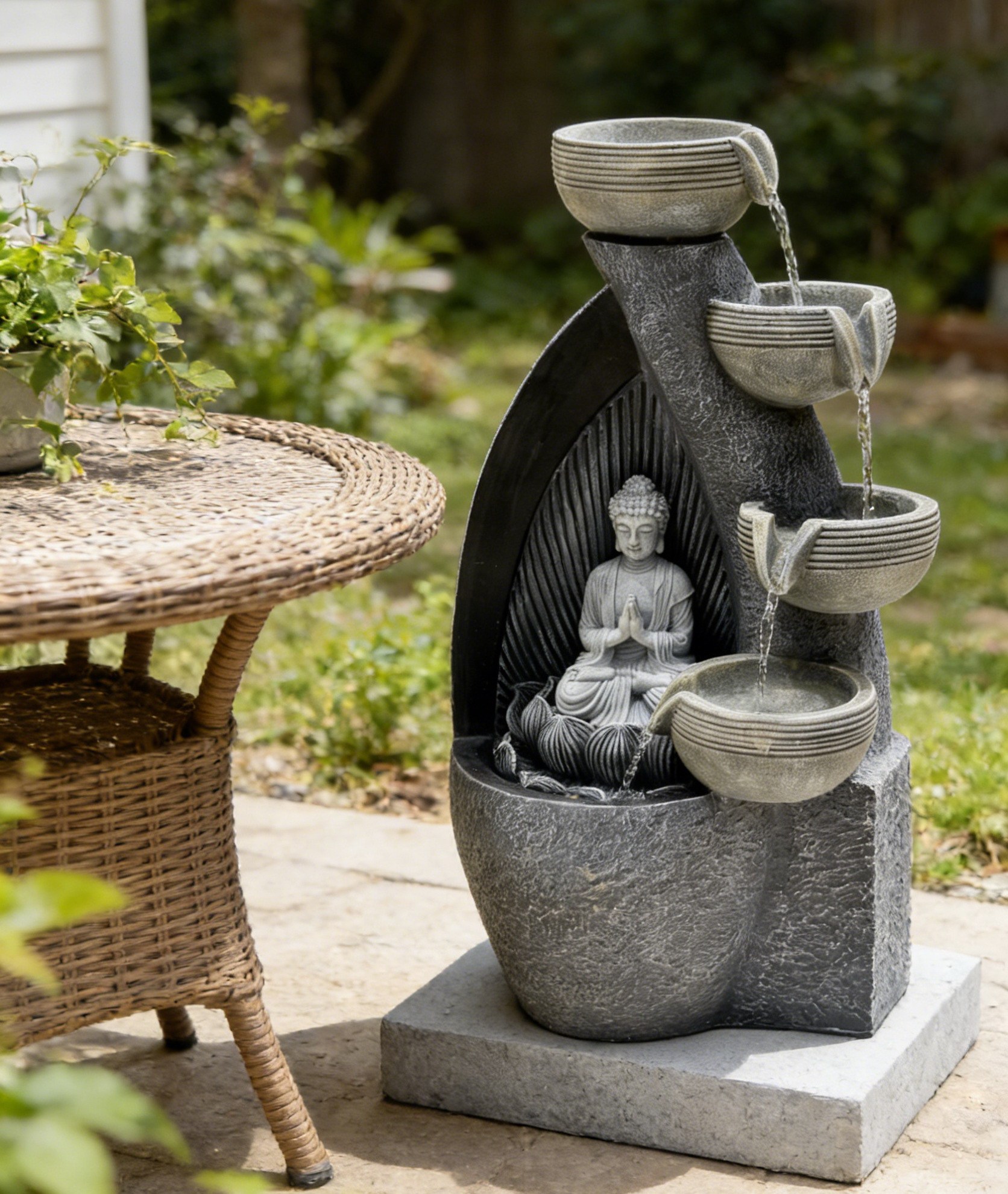Outdoor Polyresin Zen Buddha Cascading Waterfall Fountain | Water Feature Manufacturer and Supplier in China,Polyresin Zen Buddha Water Fountain | Water Feature Supplier in China,Quanzhou Rich Green Technology Co.,Ltd.