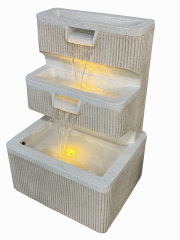 3-Tier Ribbed Sandstone Effect Wall Water Feature with Subtle LED Lights| Polyresin Water Feature Manufacturer and Supplier,Sandstone Effect Wall Fountain With LED| Polyresin Fountain Supplier,Quanzhou Rich Green Technology Co.,Ltd.