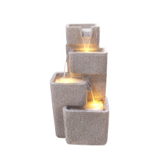 4-Tier Cascading Sandstone Effect Garden Water Feature with Subtle LED Lights | Polyresin Fountain Water Feature Manufacturer and Supplier,Polyresin Sandstone Water Feature | Fountain Manufacturer and Supplier,Quanzhou Rich Green Technology Co.,Ltd.