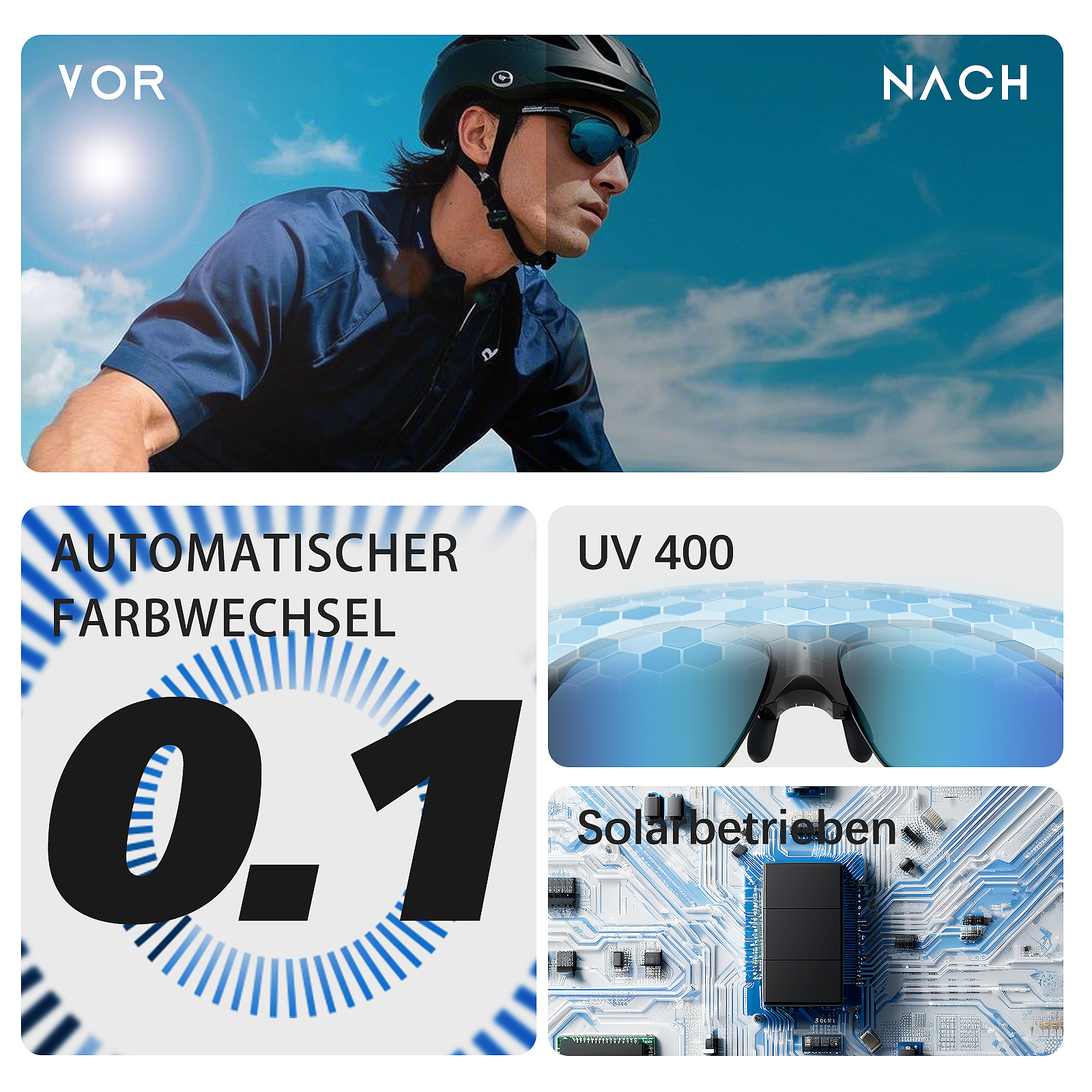Solar-Powered Adaptive 0.1s Photochromic Sports