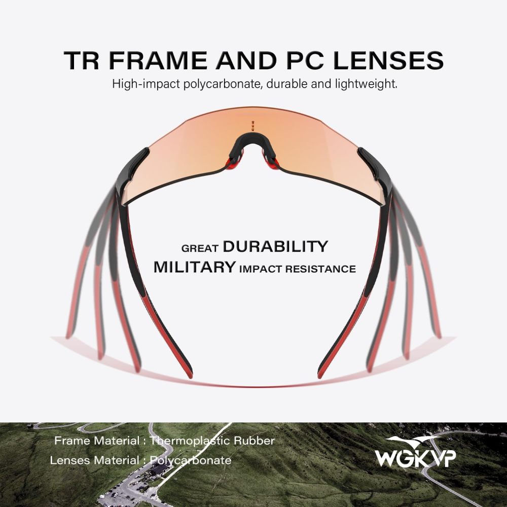 WGKVP Photochromic Running Glasses for Women and Man, with UV400 Protection Lightweight Wraparound Sports Glasses