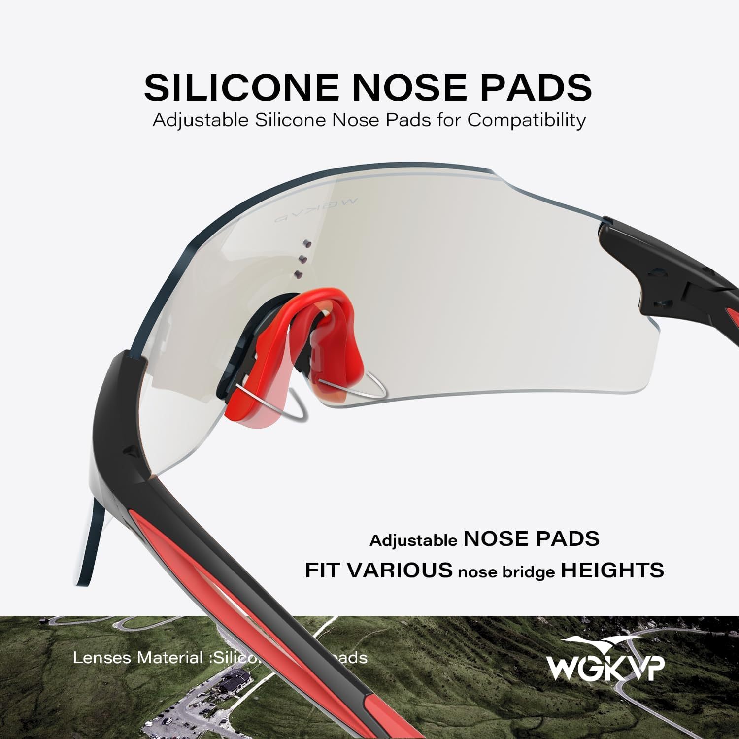 WGKVP Photochromic Running Glasses for Women and Man, with UV400 Protection Lightweight Wraparound Sports Glasses
