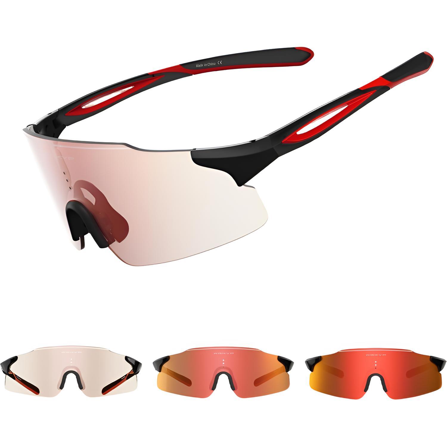 WGKVP Photochromic Running Glasses for Women and Man, with UV400 Protection Lightweight Wraparound Sports Glasses