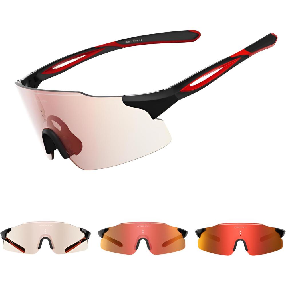 WGKVP Photochromic Running Glasses for Women and Man, with UV400 Protection Lightweight Wraparound Sports Glasses
