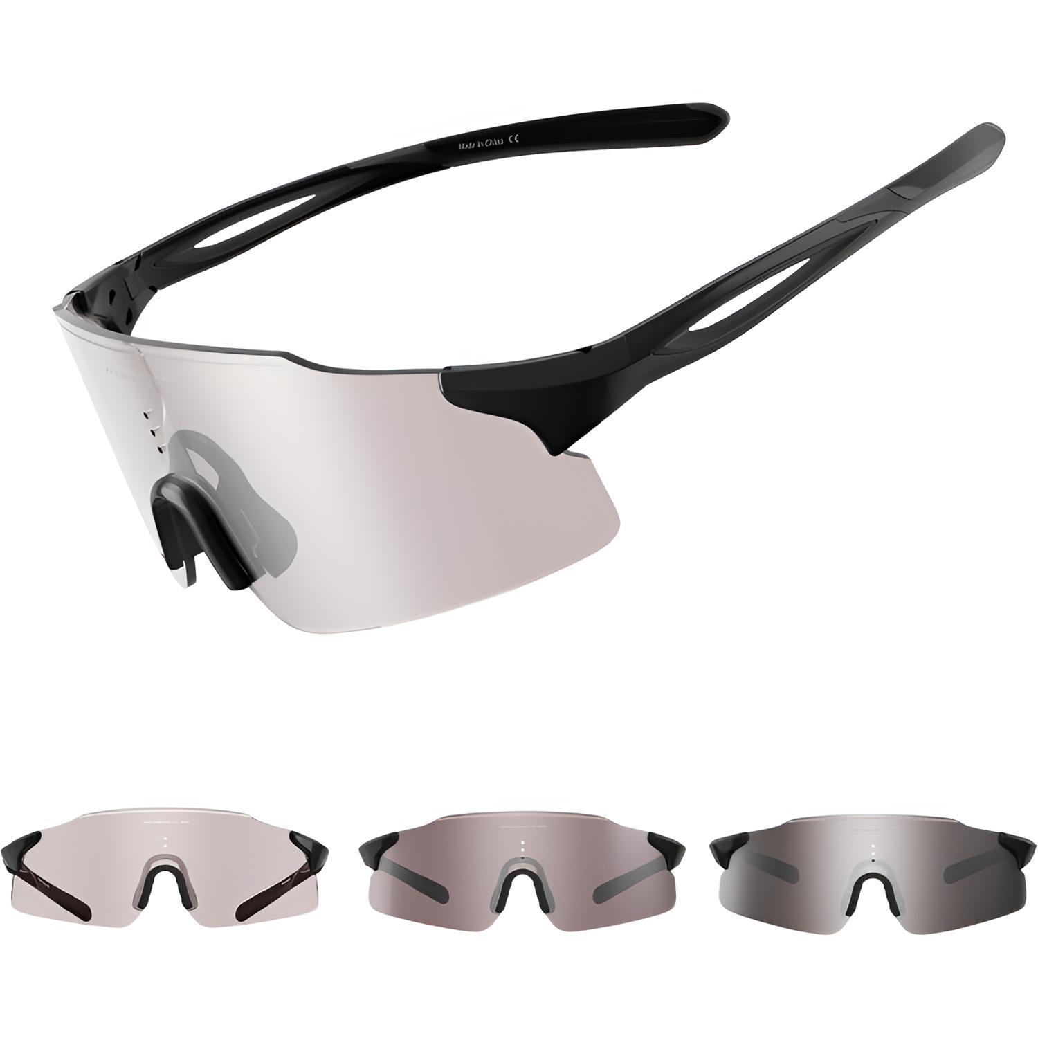 WGKVP Photochromic Running Glasses for Women and Man, with UV400 Protection Lightweight Wraparound Sports Glasses