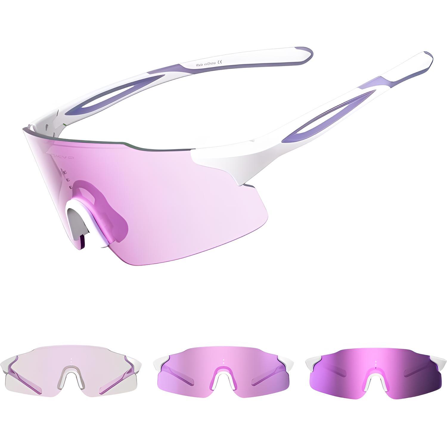 WGKVP Photochromic Running Glasses for Women and Man, with UV400 Protection Lightweight Wraparound Sports Glasses