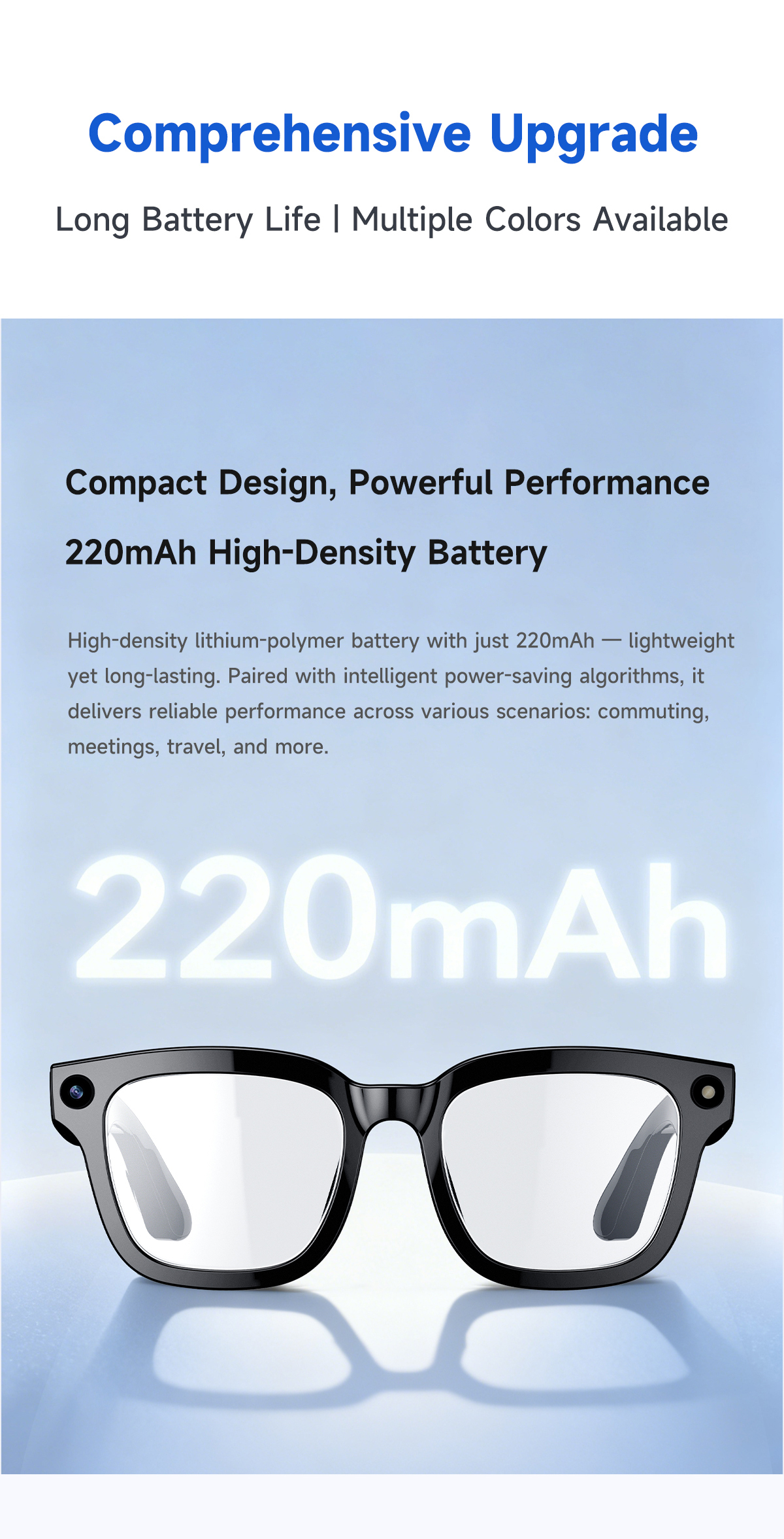 Smart AI Glasses with 8MP HD Camera & Bluetooth 5.3, Real-Time Translation Open-Ear Audio Sunglasses, 38g Ultra-Light Voice Assistant Glasses for Work & Travel