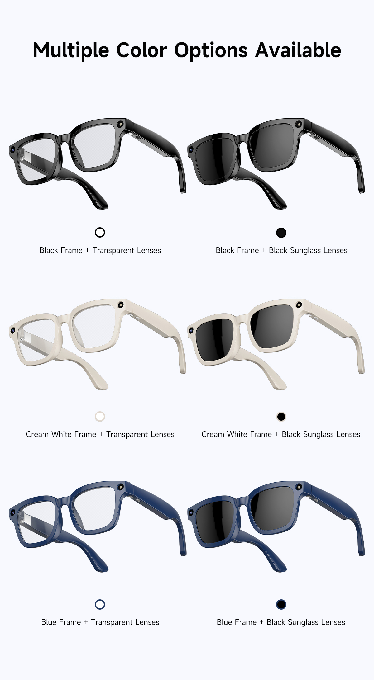 Smart AI Glasses with 8MP HD Camera & Bluetooth 5.3, Real-Time Translation Open-Ear Audio Sunglasses, 38g Ultra-Light Voice Assistant Glasses for Work & Travel