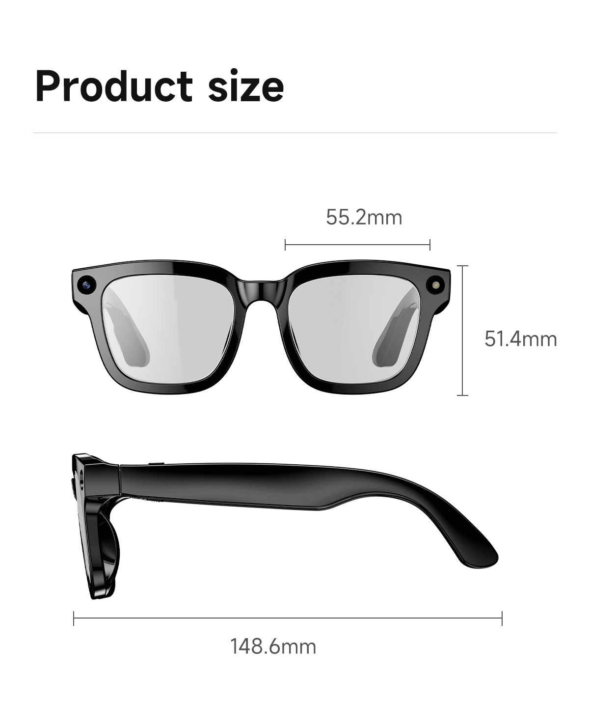 Smart AI Glasses with 8MP HD Camera & Bluetooth 5.3, Real-Time Translation Open-Ear Audio Sunglasses, 38g Ultra-Light Voice Assistant Glasses for Work & Travel