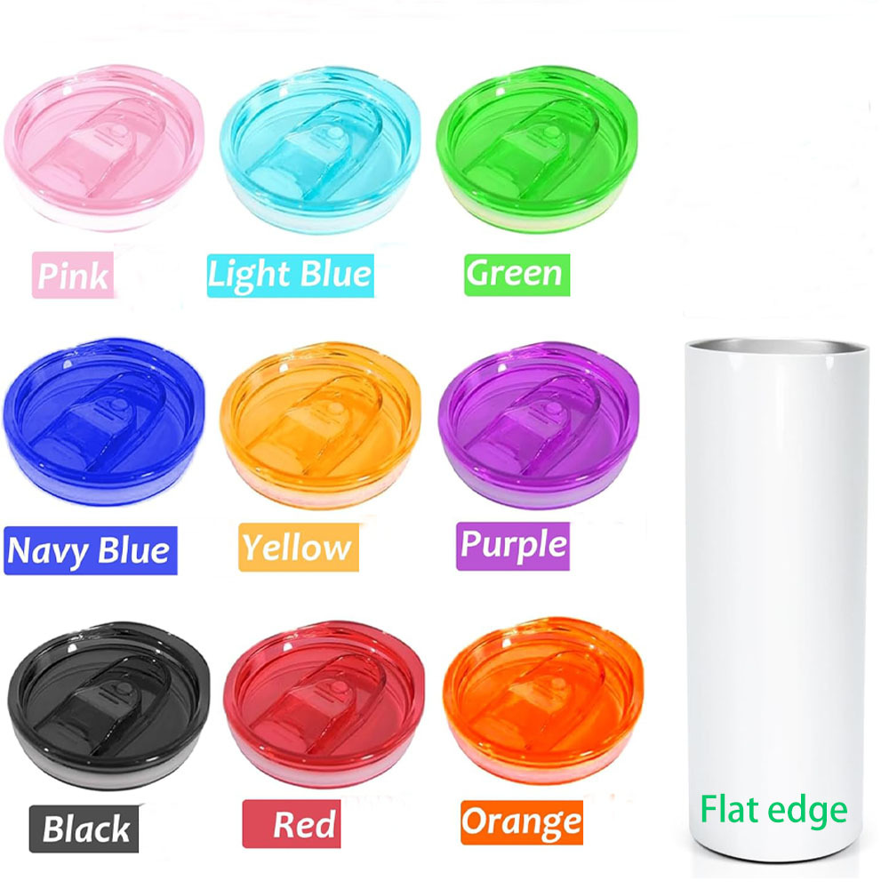 US RTS 20oz Flat edge Sublimation Tumbler with 25pcs Colored Lids (25PCS)
