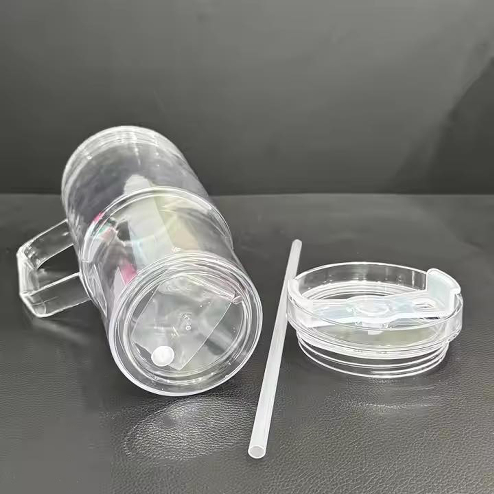 US RTS 40oz Acrylic Pre-drilled Snow Globe Mug Plastic Snowglobe Botlle with Handle Free Shipping (20PCS)