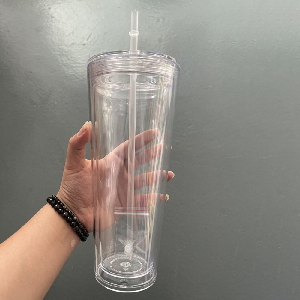 US RTS 16oz/24oz Double Walled Snowglobe Acrylic Plastic Cups Free Shipping (pre-drilled and with plugs) (24PCS)