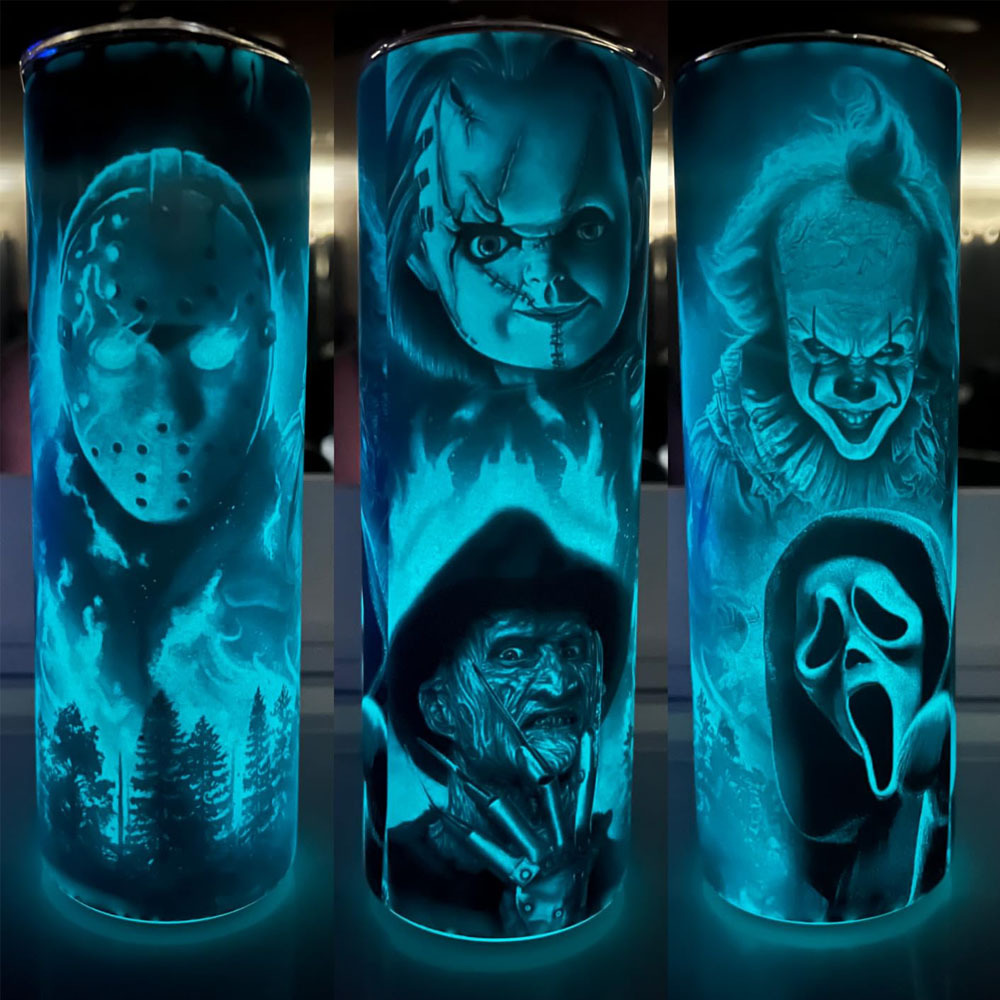 US RTS 20oz Sublimation Glow in Dark Tumbler White to Blue(25PCS)