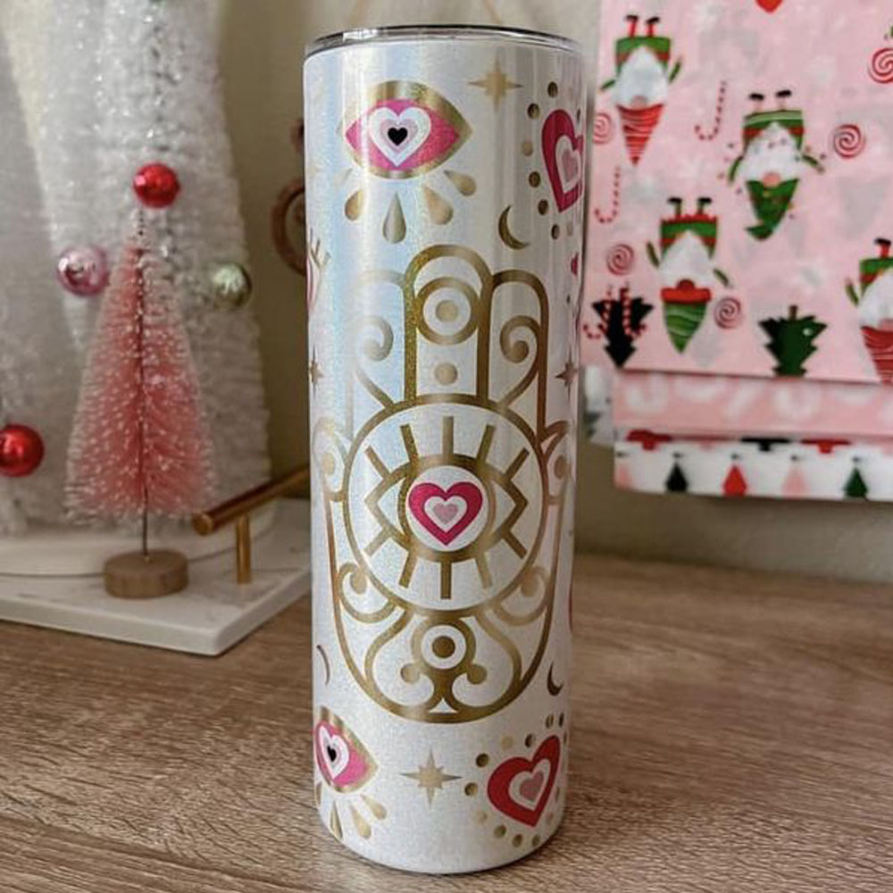 US RTS 20oz Sublimation white Glitter Tumbler Free Shipping (25PCS)