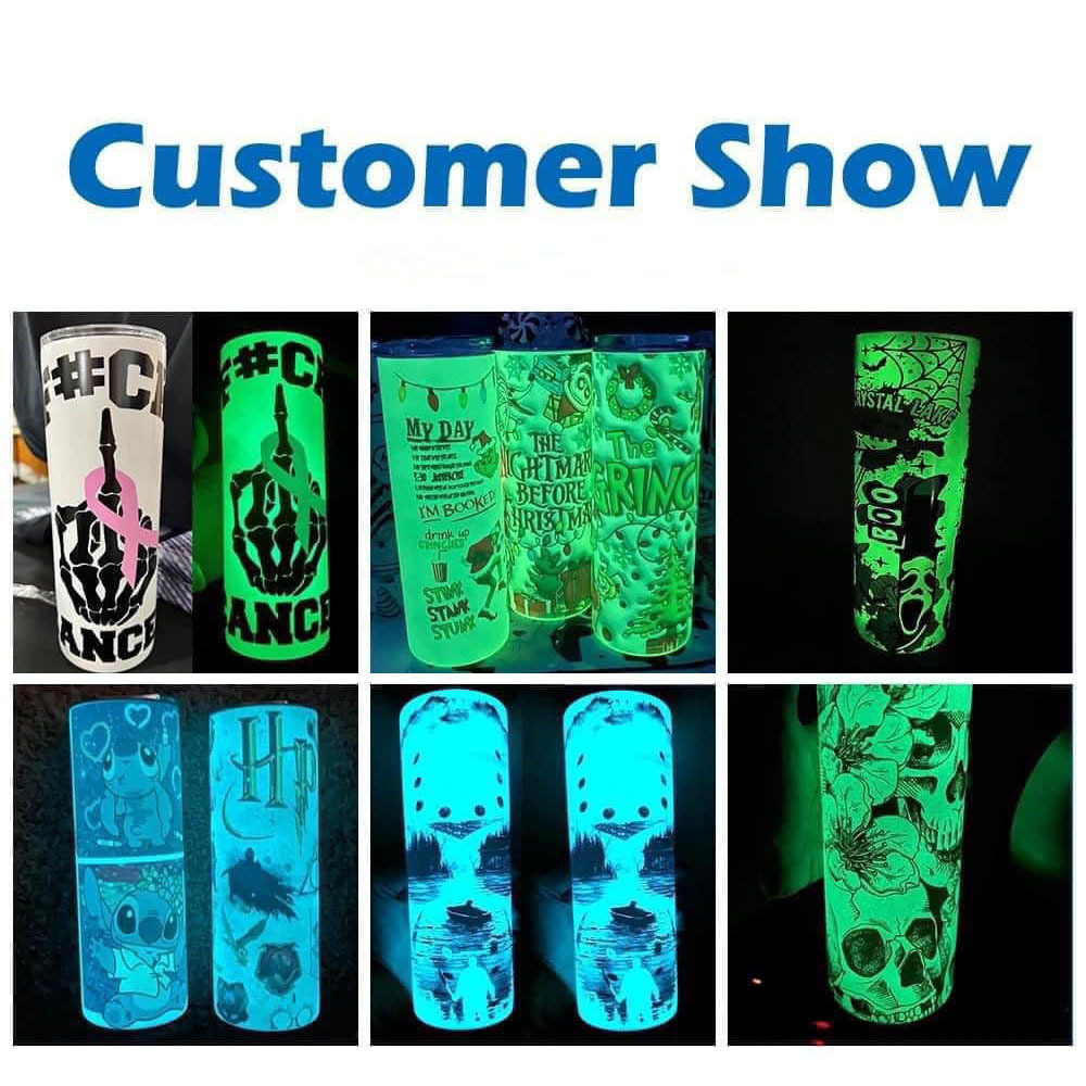 US RTS 20oz Sublimation Glow in Dark Tumbler White to Blue(25PCS)