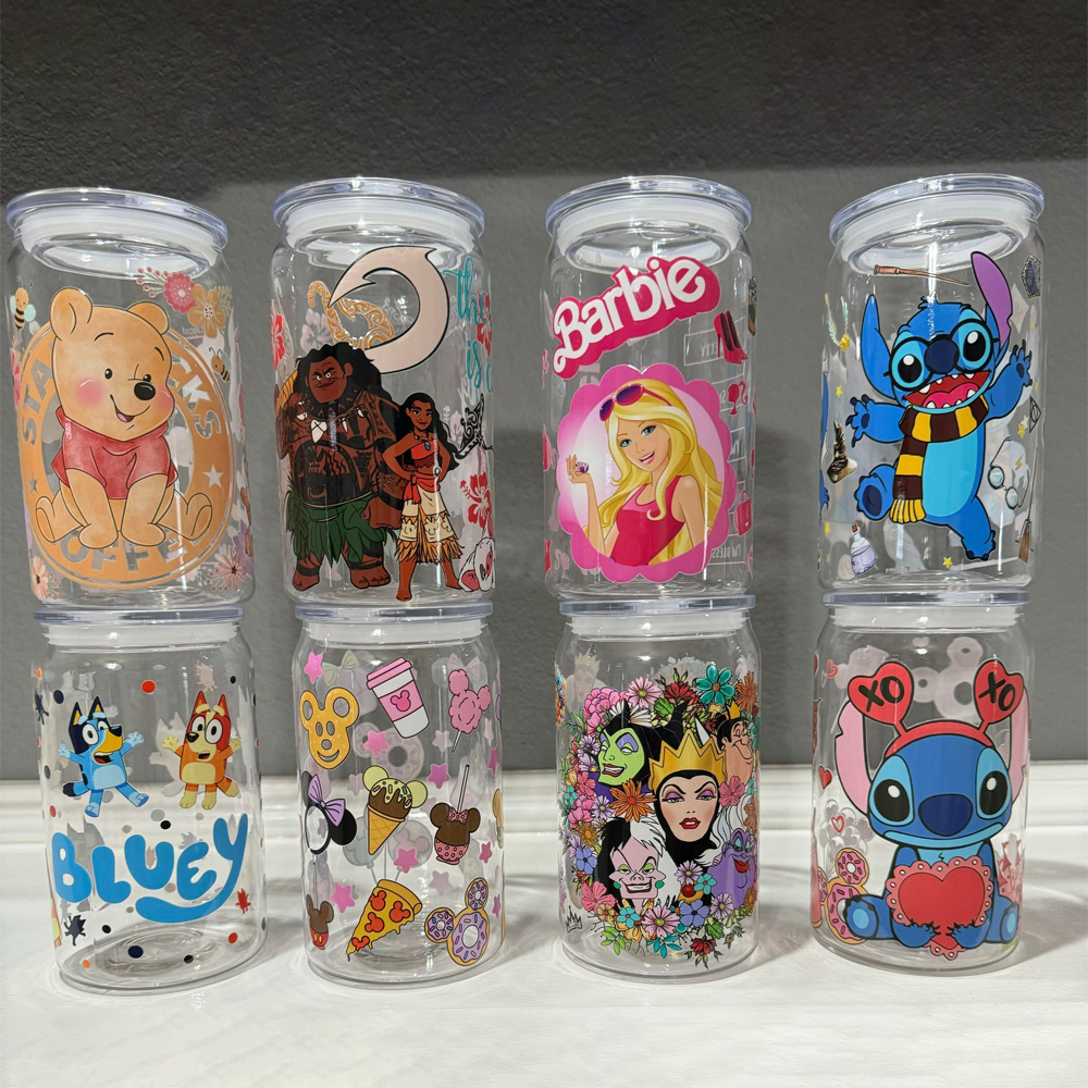 USA Warehouse 16oz Acylic Plastic Cup With Clear Plastic Lids for Uv Dtf Wraps