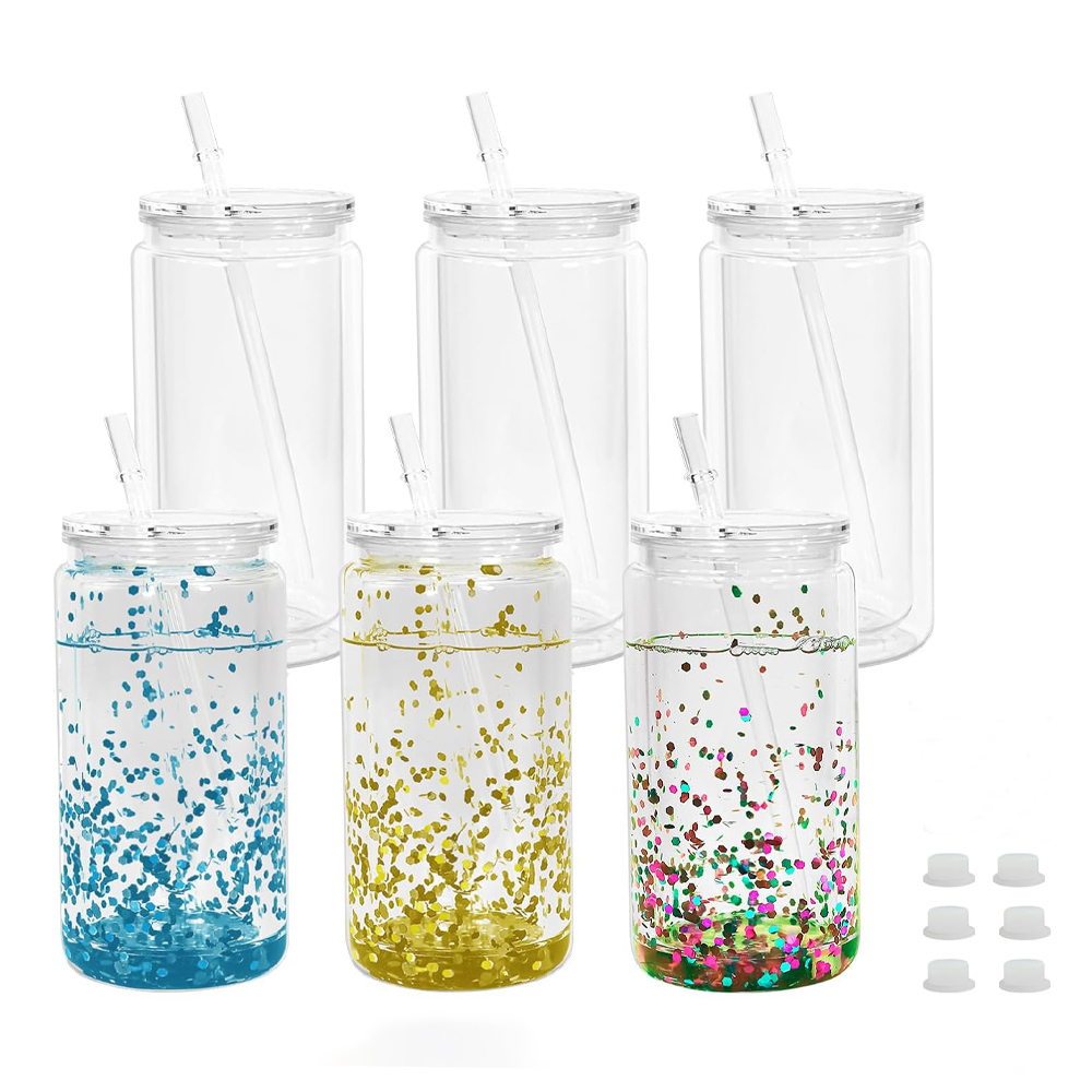 US RTS 16oz Acrylic Plastic Snowglobe Can Double Walled Cup Free Shipping (25PCS)