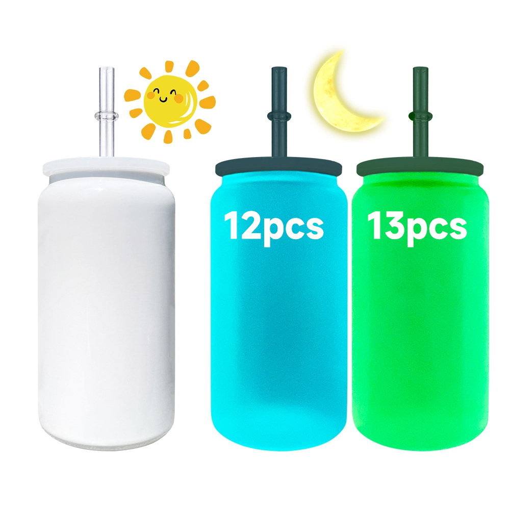 USA Warehouse 16oz Vacuum Insulated Glow In Dark Stainless Steel Can for Sublimation and UV DTF Wraps