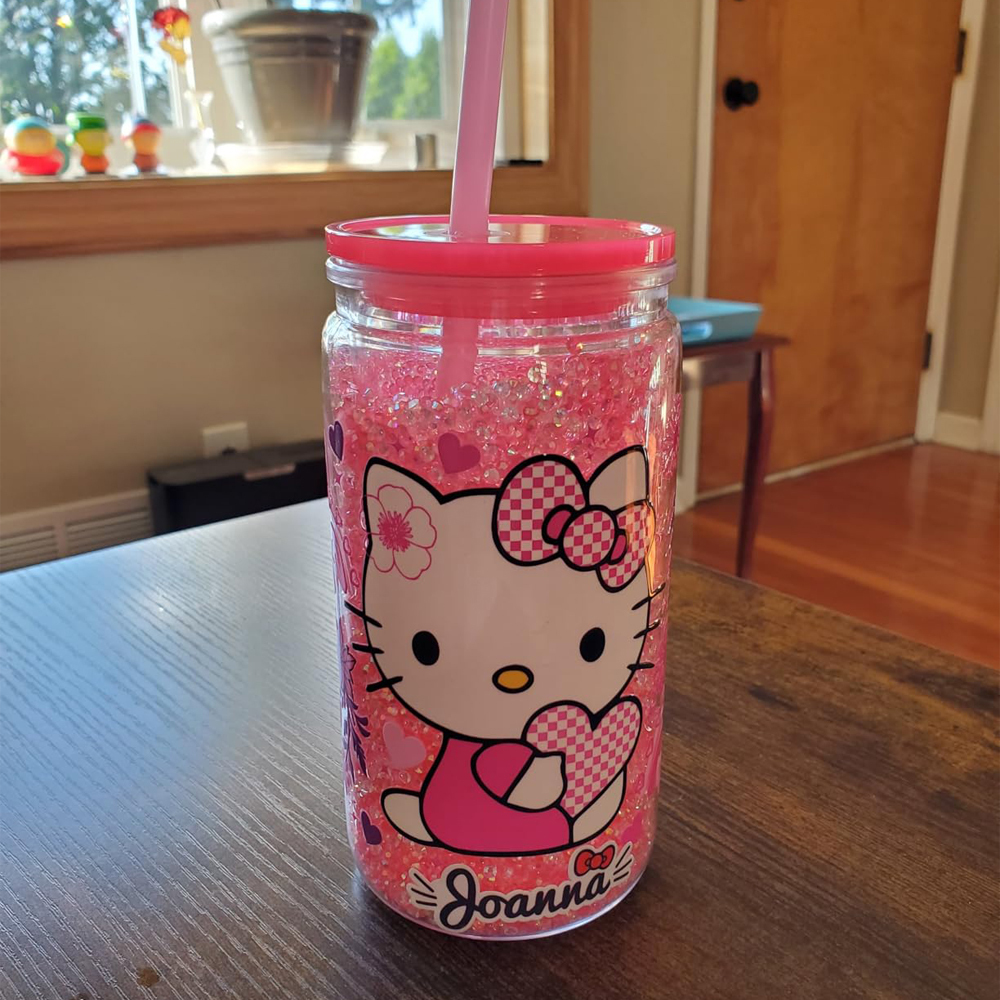 US RTS 16oz  Acrylic Plastic Snowglobe Can Double Walled Cup with color lids and straw Free Shipping  suit for 16oz UVdtf wraps