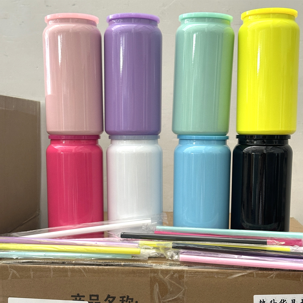 USA Warehouse 16oz Vacuum Insulated colorful Stainless Steel Can for Sublimation and UV DTF Wraps