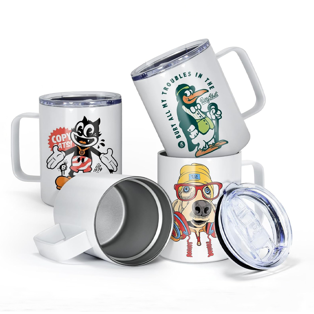US RTS 12oz Stainless Steel Sublimation Mugs Travel Coffee Mug with Handle (25PCS)