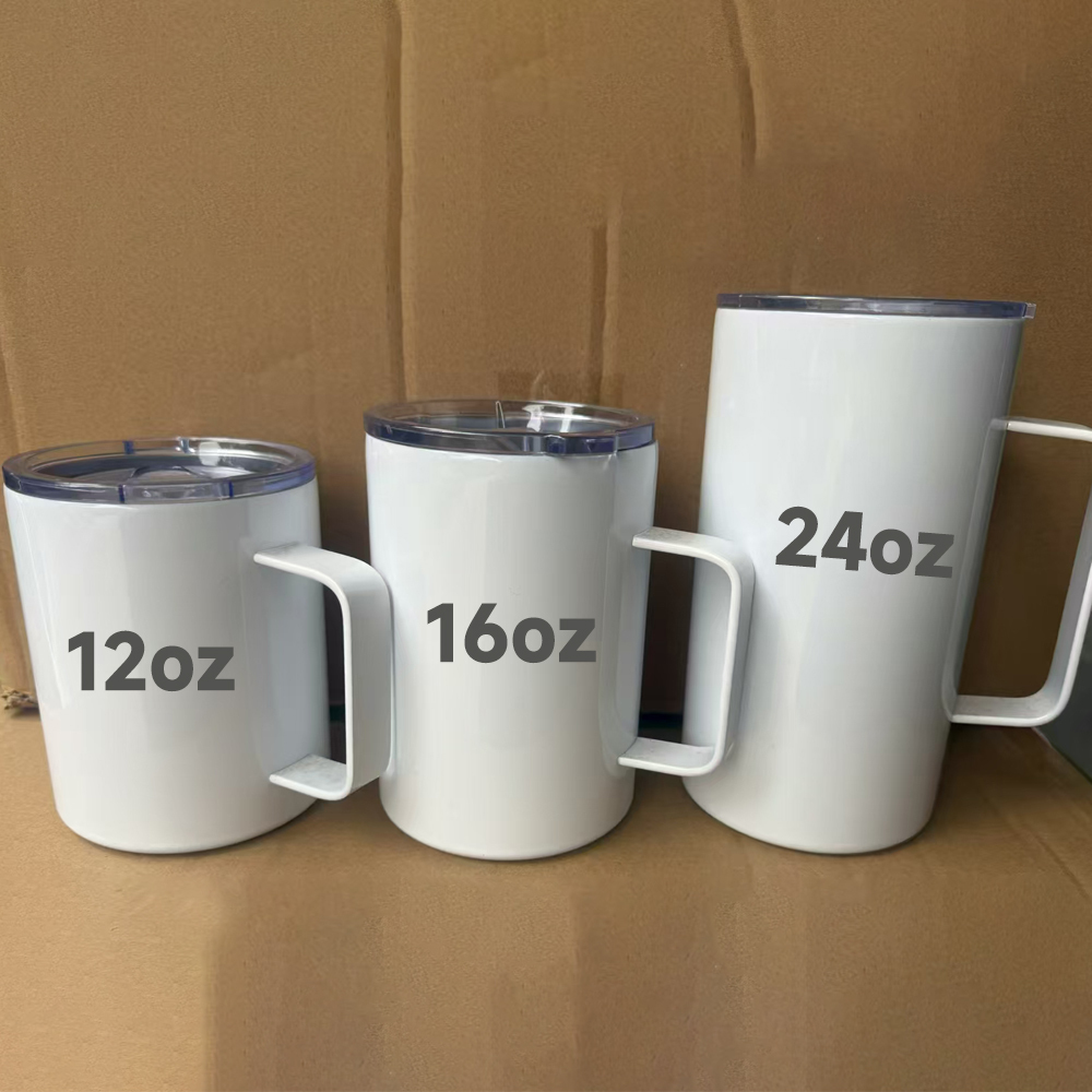 US RTS 16oz Stainless Steel Sublimation Mugs Travel Coffee Mug with Handle
