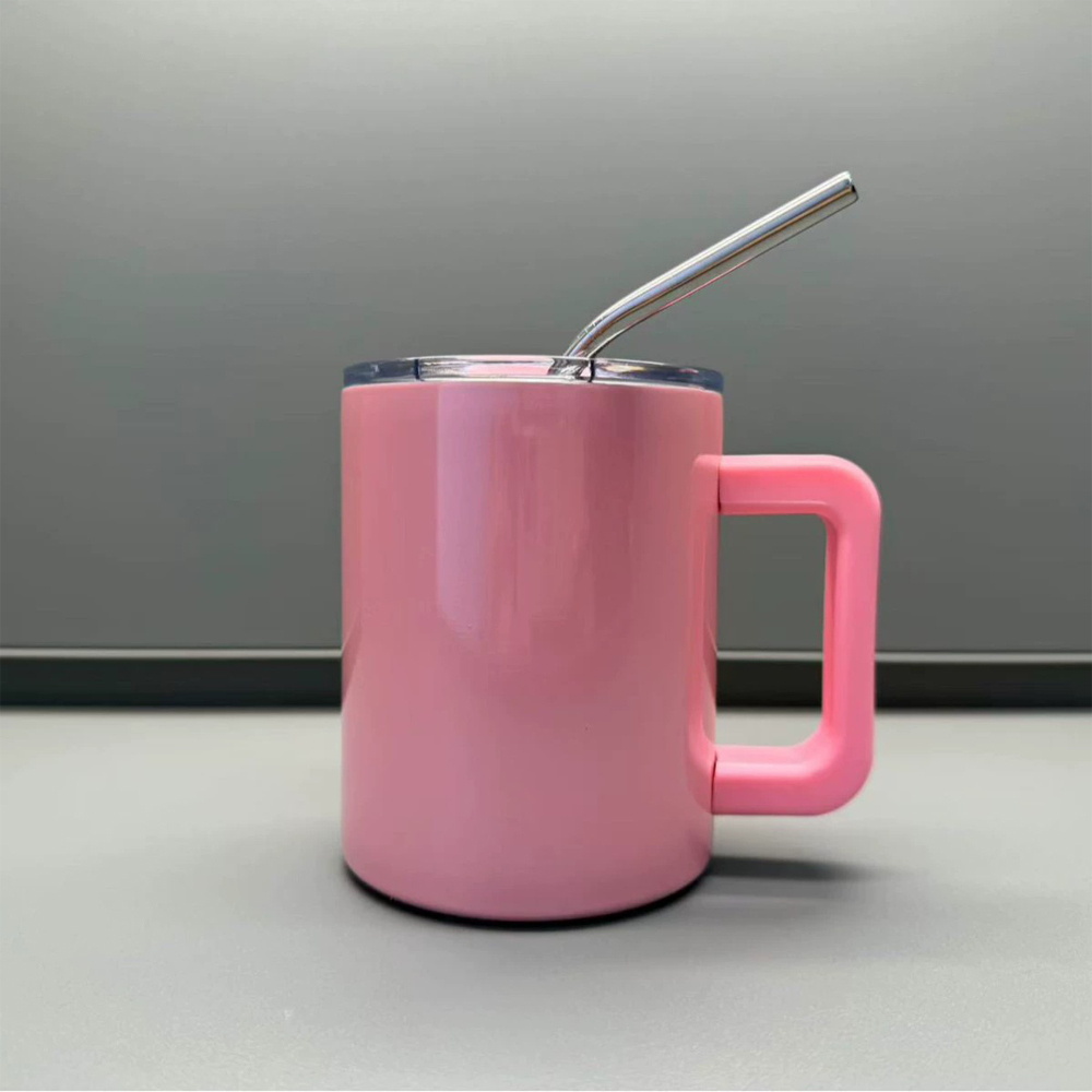 USA Warehouse 10oz Blank Sublimation Macaron Color Lowball Metal Tumblers With Removable Plastic Handle Water Cups With Magnetic Lids and Stainless Steel Straw