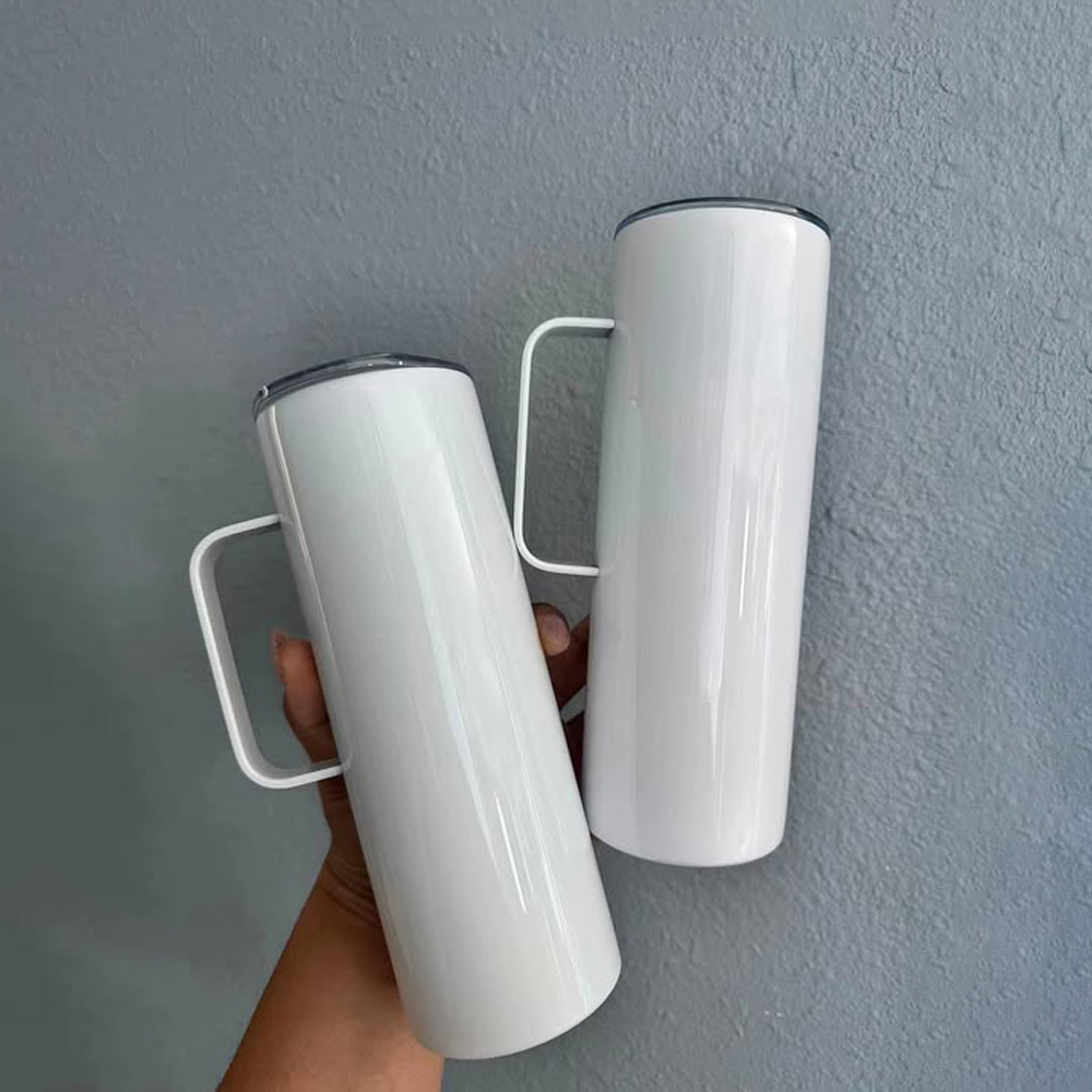 US RTS 20oz  skinny Stainless Steel Sublimation Mugs Travel Coffee Mug with Handle